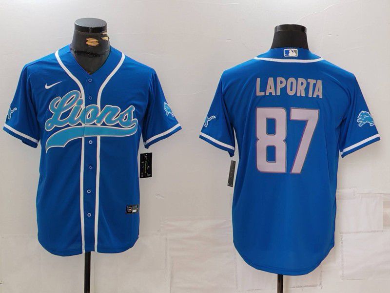 Men Detroit Lions #87 Laporta Blue Second generation joint name 2024 Nike Limited NFL Jersey style 3->detroit lions->NFL Jersey